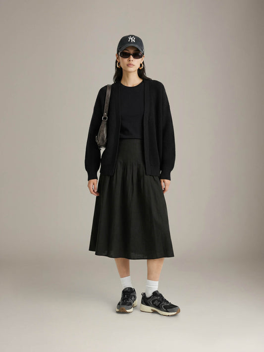 LOVEFINN - Balloon Sleeve Open Cardigan - 