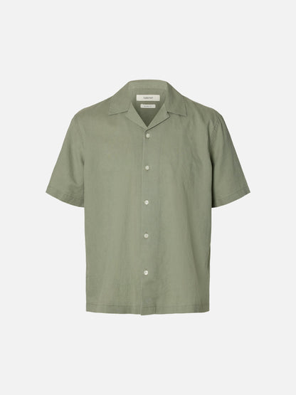 SELECTED - Clay Shortsleeve Shirt - Vetiver