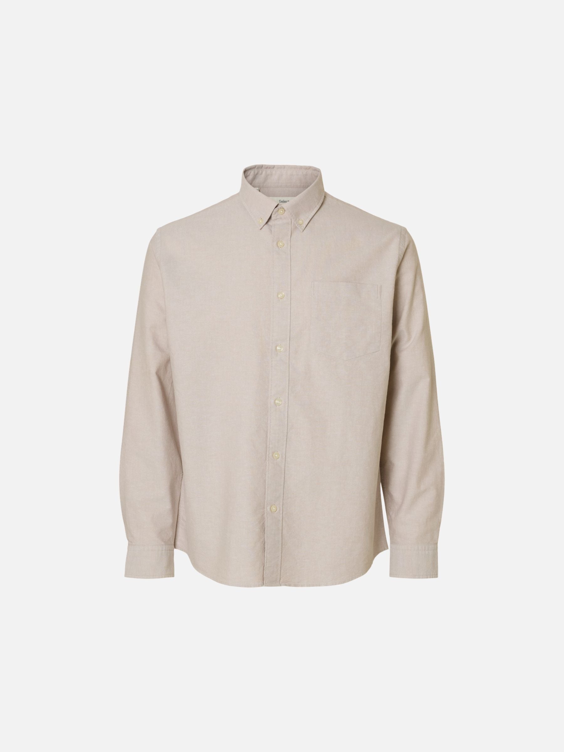 SELECTED - Cole Rick Oxford Shirt - Savannah Tan White