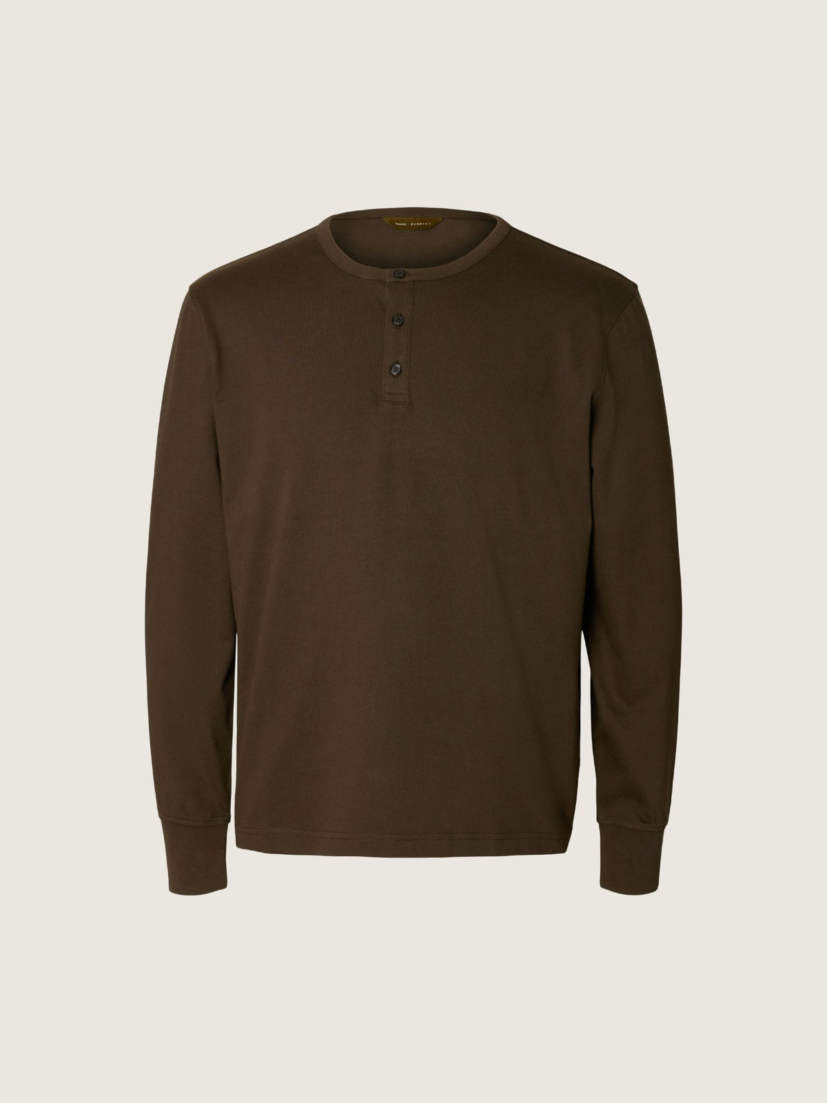 SELECTED - Ronan Henley Top - Turkish Coffee