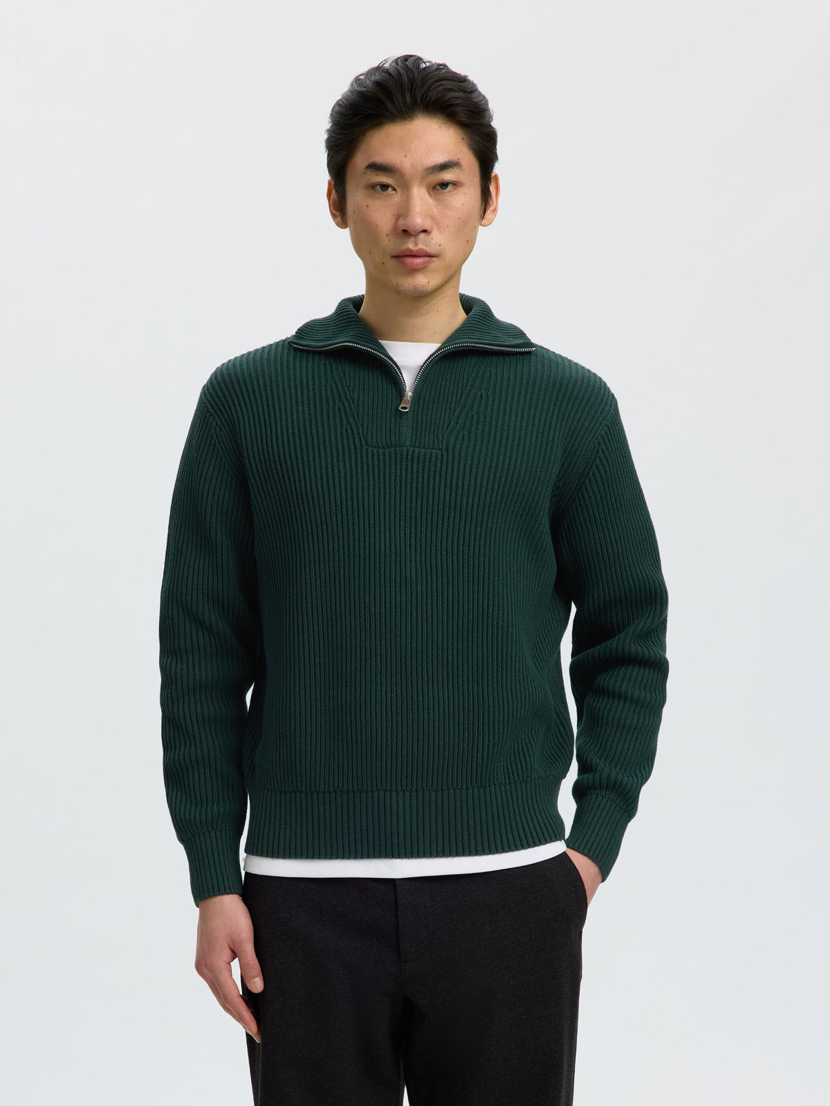 SELECTED - Half-Zip Knit Pullover Sweater - 