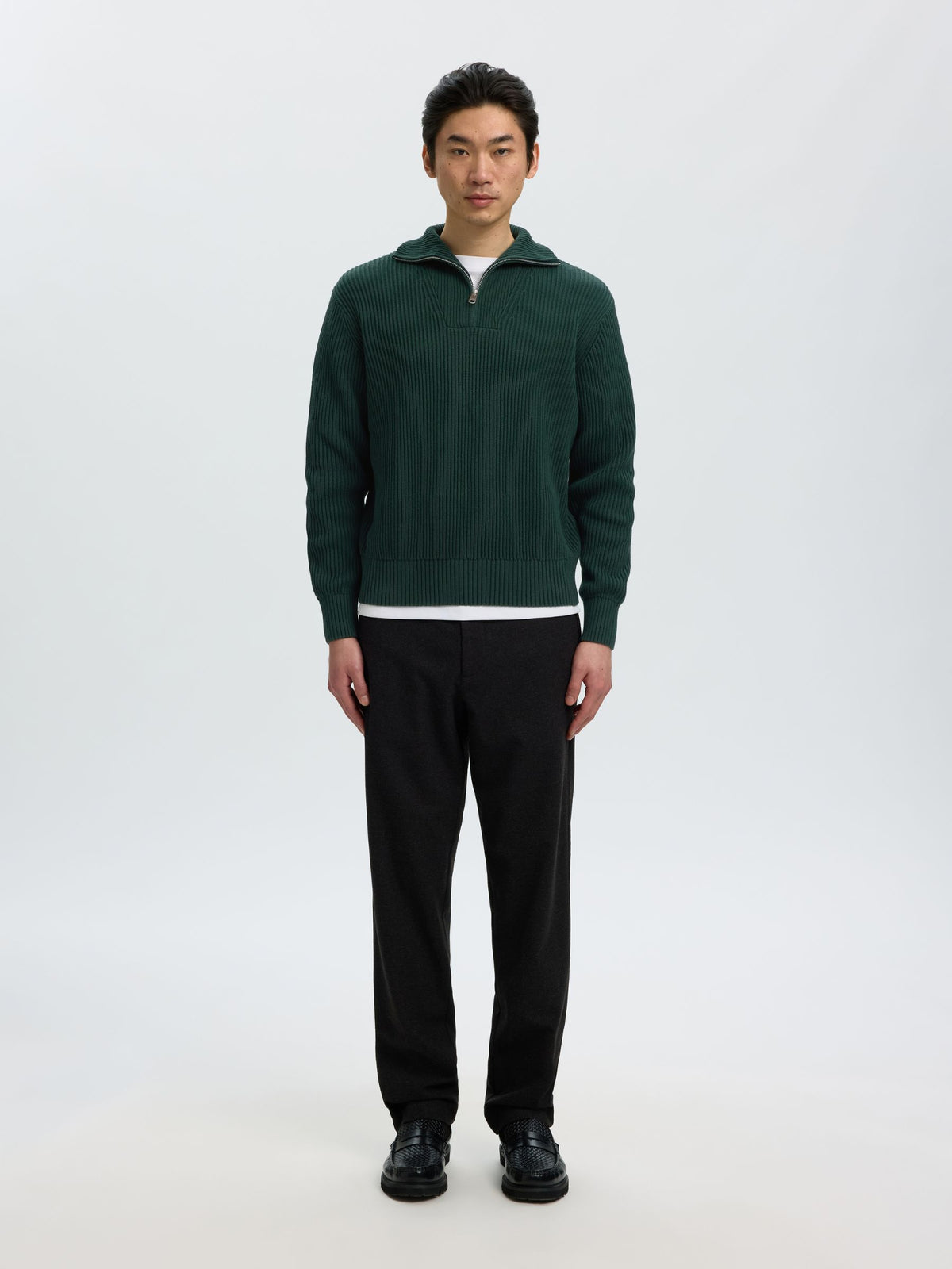 SELECTED - Half-Zip Knit Pullover Sweater - 