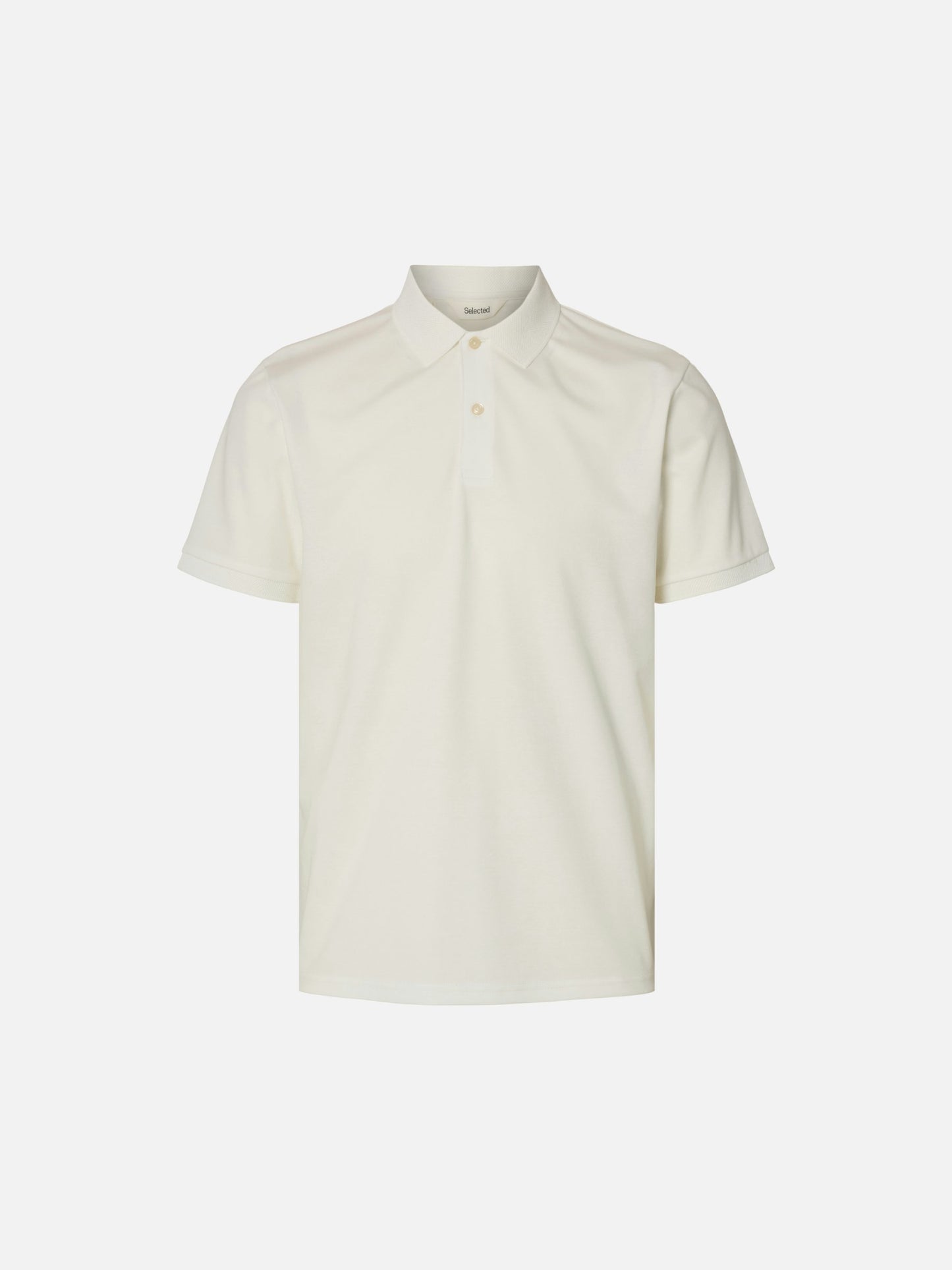 SELECTED - Fave Button Polo - Cloud Dancer
