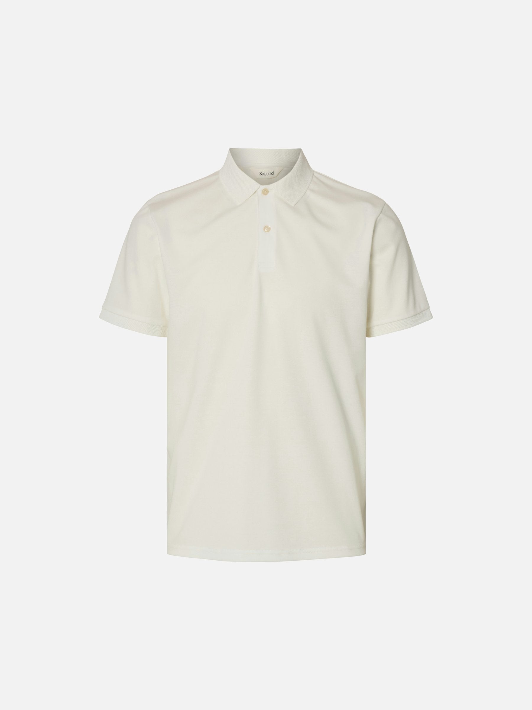 SELECTED - Fave Button Polo - Cloud Dancer