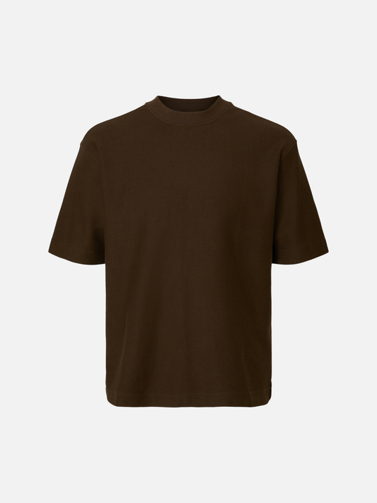 SELECTED - Kasper O-Neck T-Shirt - Demitasse