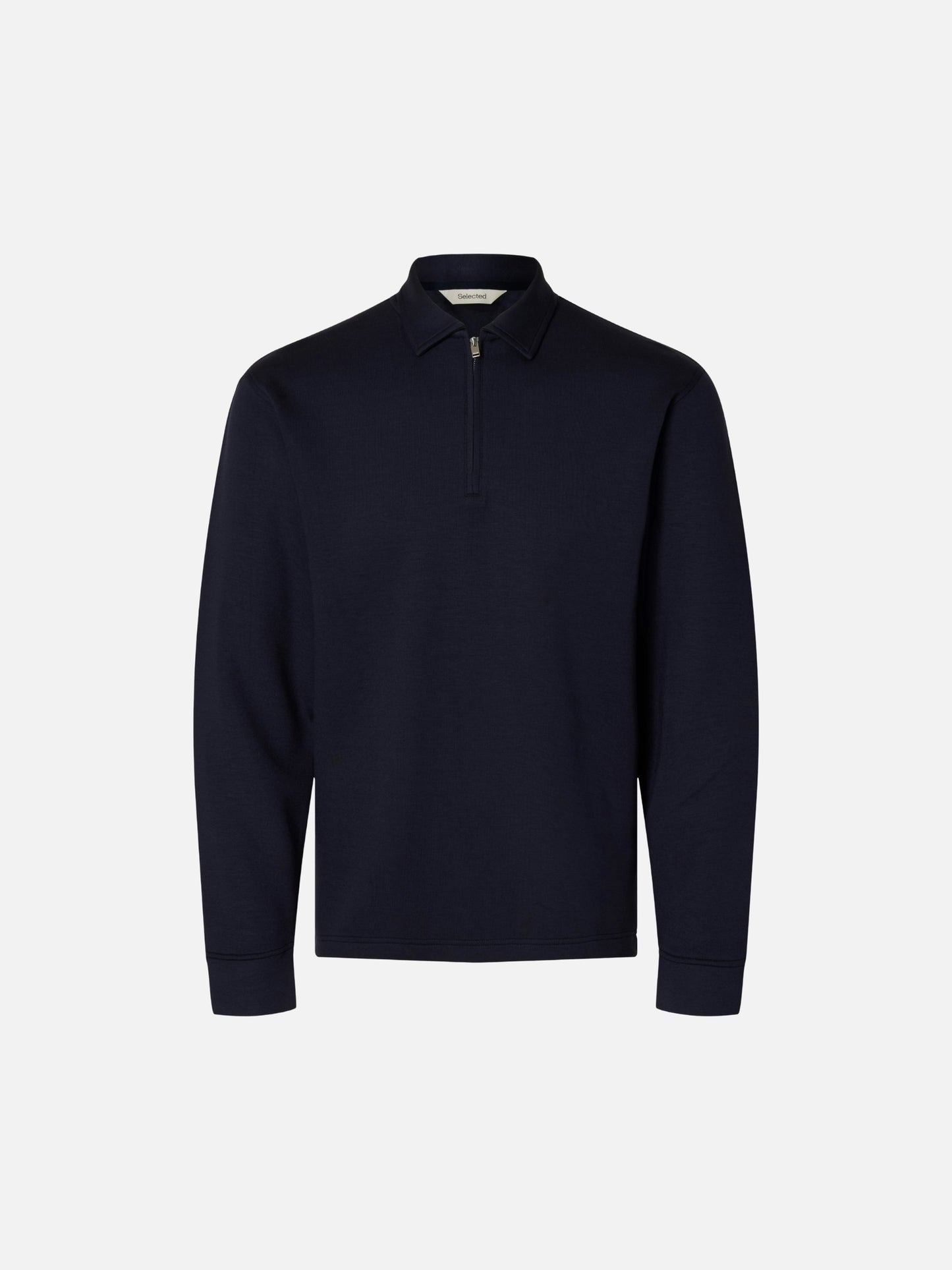 SELECTED - Manuel Quarter-Zip Soft Pullover Polo - Sky Captain