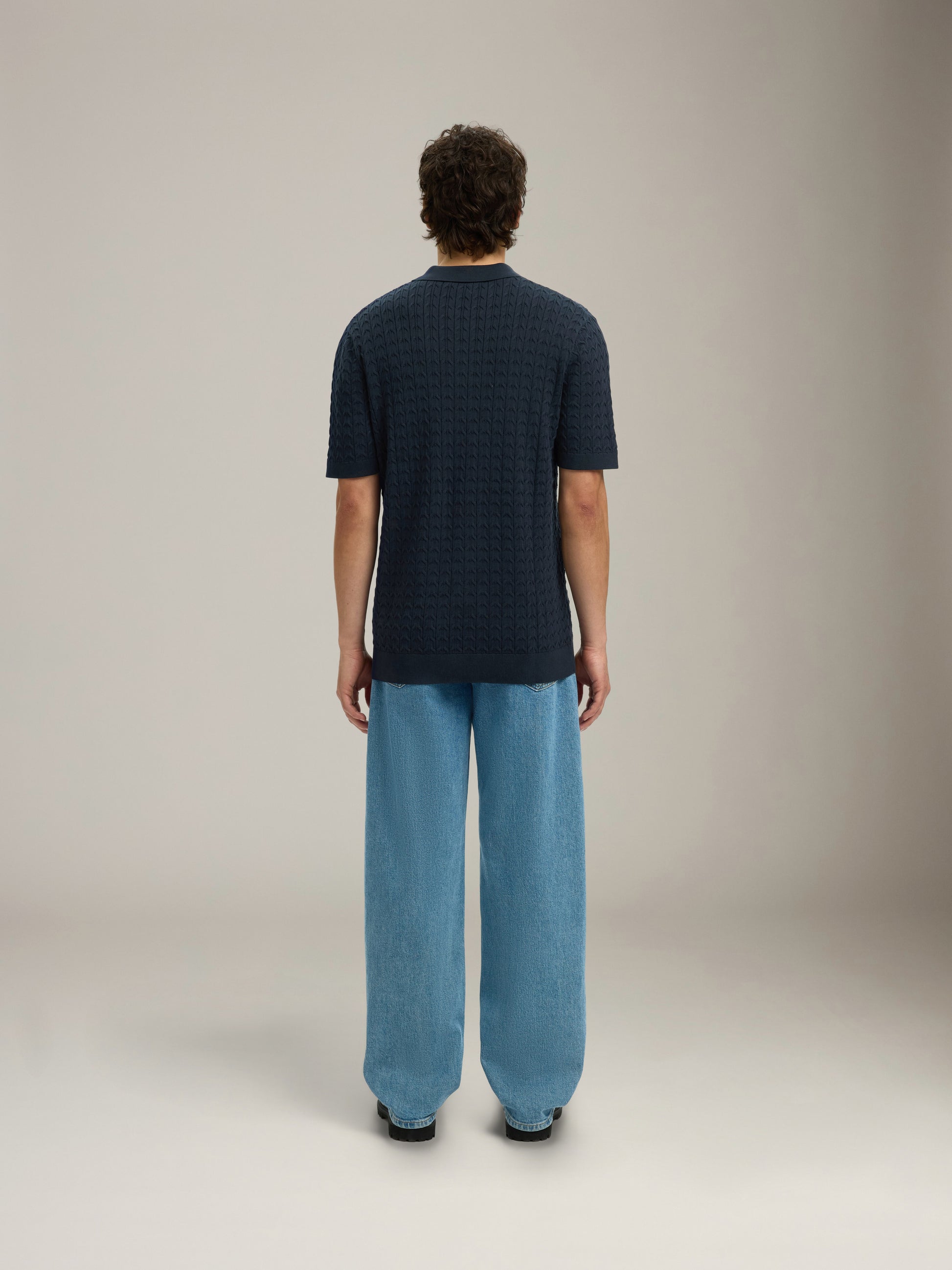 SELECTED - Mattis Cable Knit Polo - 