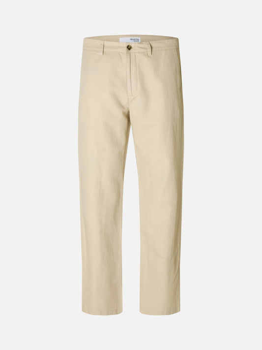 SELECTED - Miles Straight Linen Blend Pants - Oatmeal - 30
