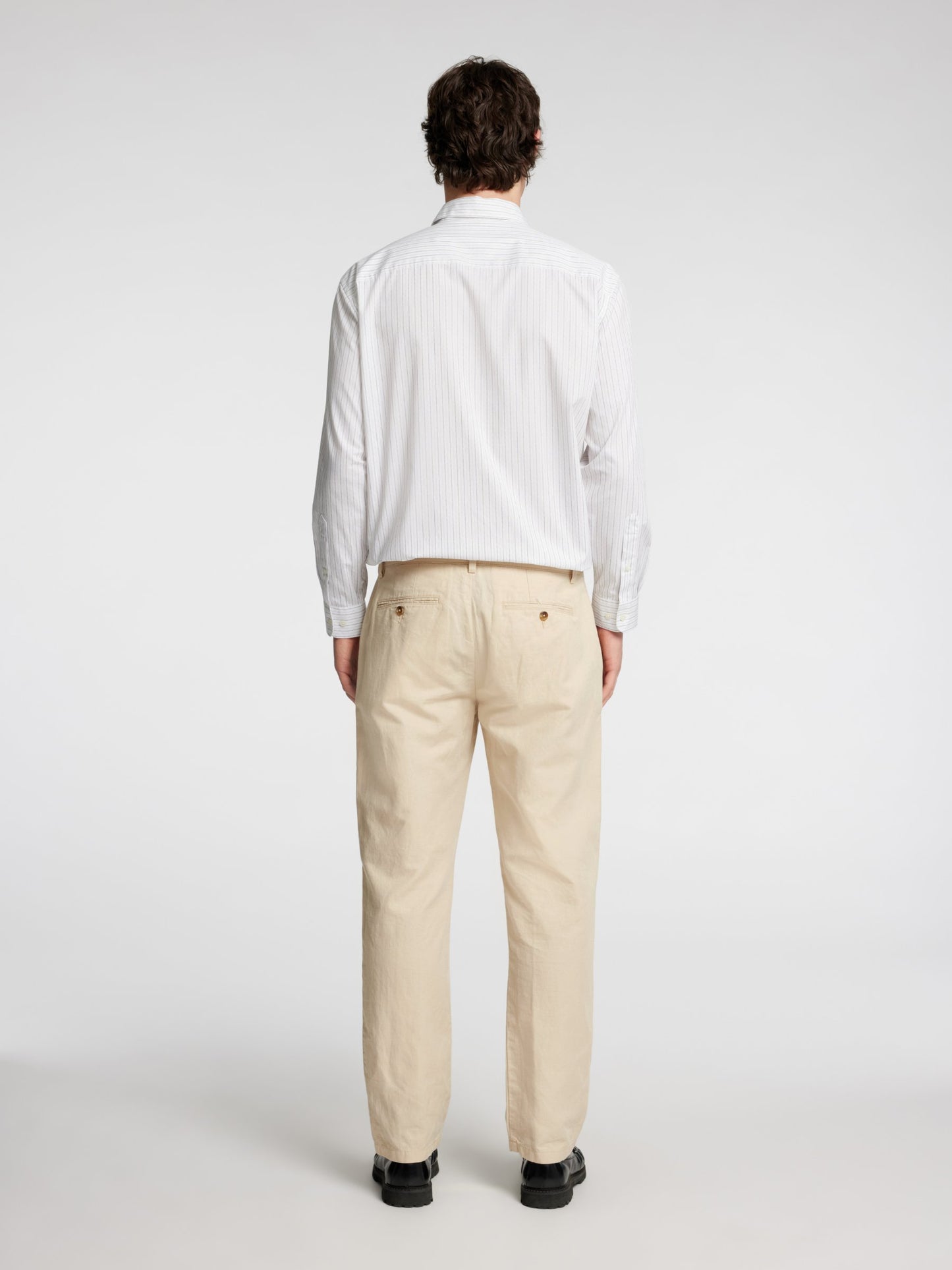 SELECTED - Miles Straight Linen Blend Pants - Oatmeal - 