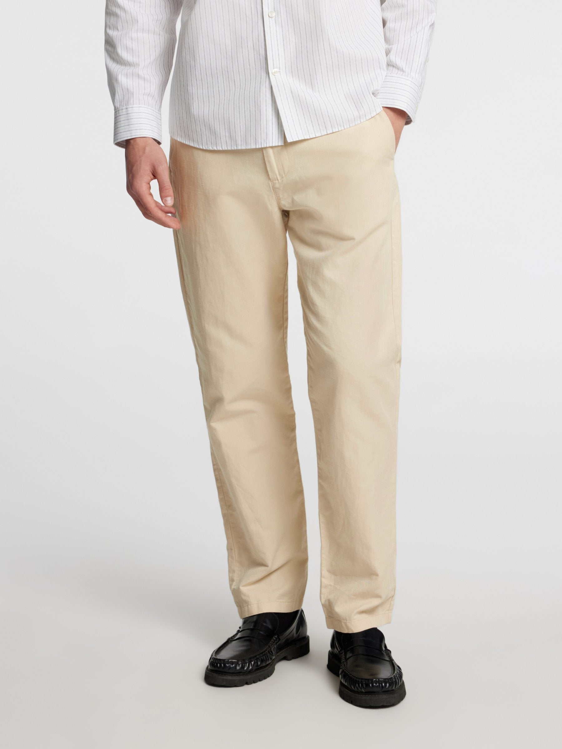 SELECTED - Miles Straight Linen Blend Pants - Oatmeal - 
