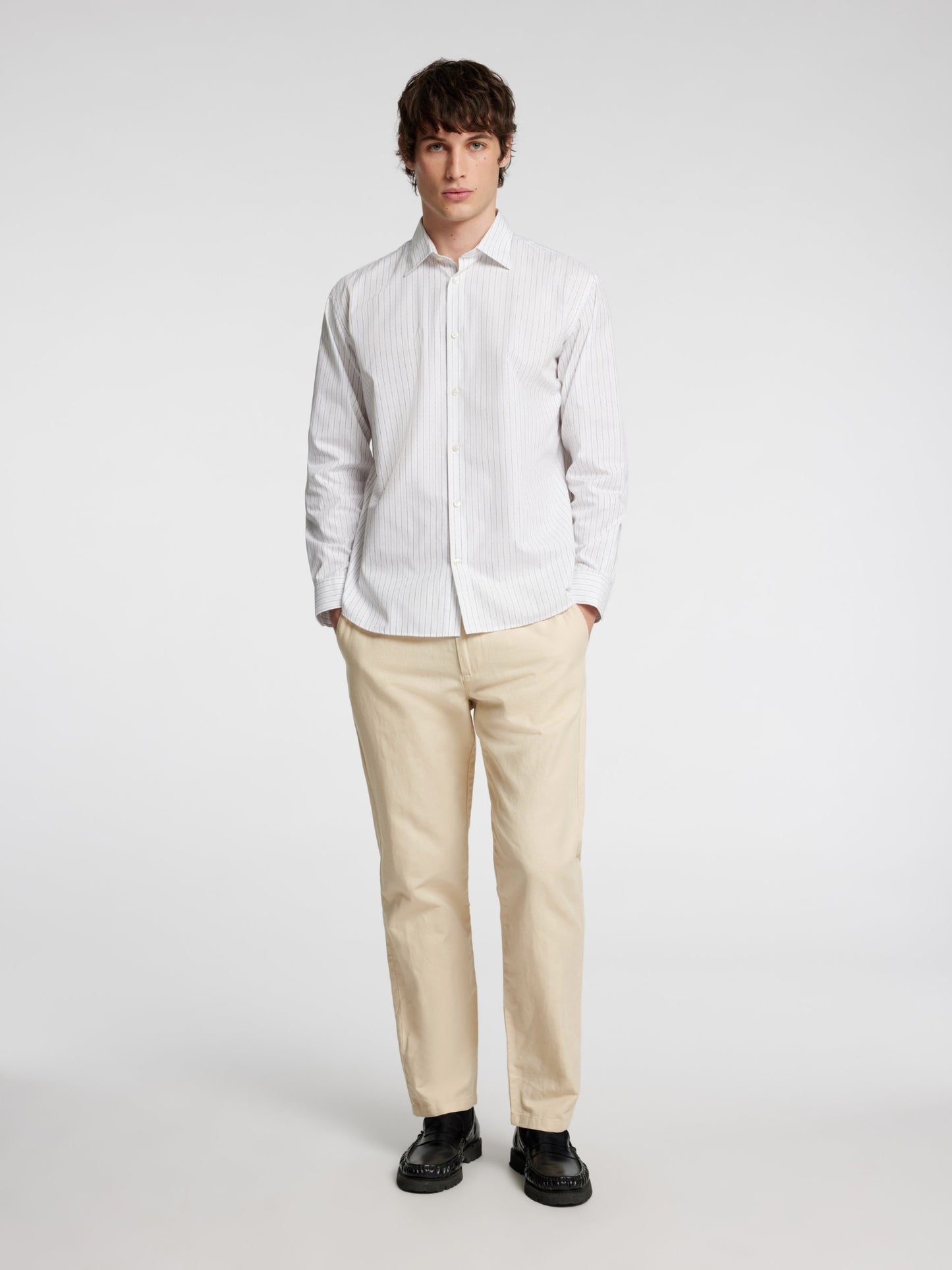 SELECTED - Miles Straight Linen Blend Pants - Oatmeal - 