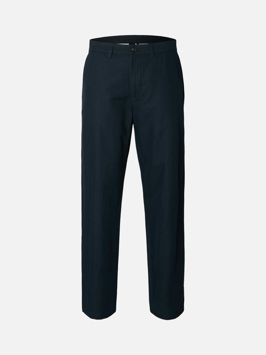 SELECTED - Miles Straight Linen Blend Pants - Sky Captain - 30