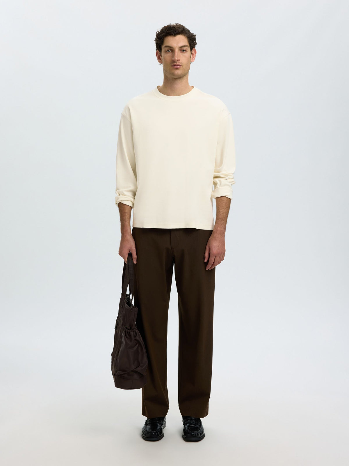 SELECTED - Taj Heavyweight Longsleeve Crewneck T-Shirt - 