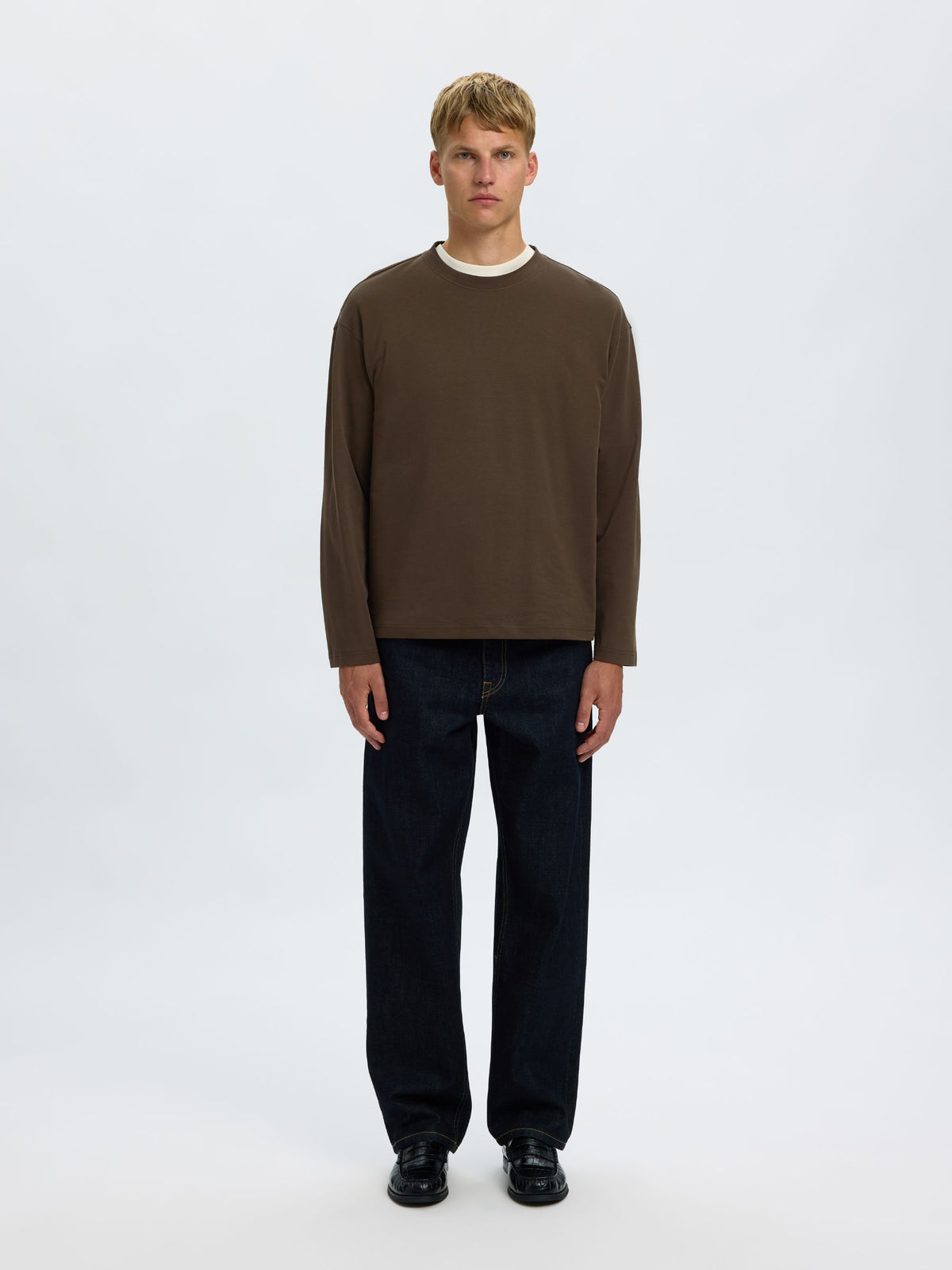 SELECTED - Taj Heavyweight Longsleeve Crewneck T-Shirt - 