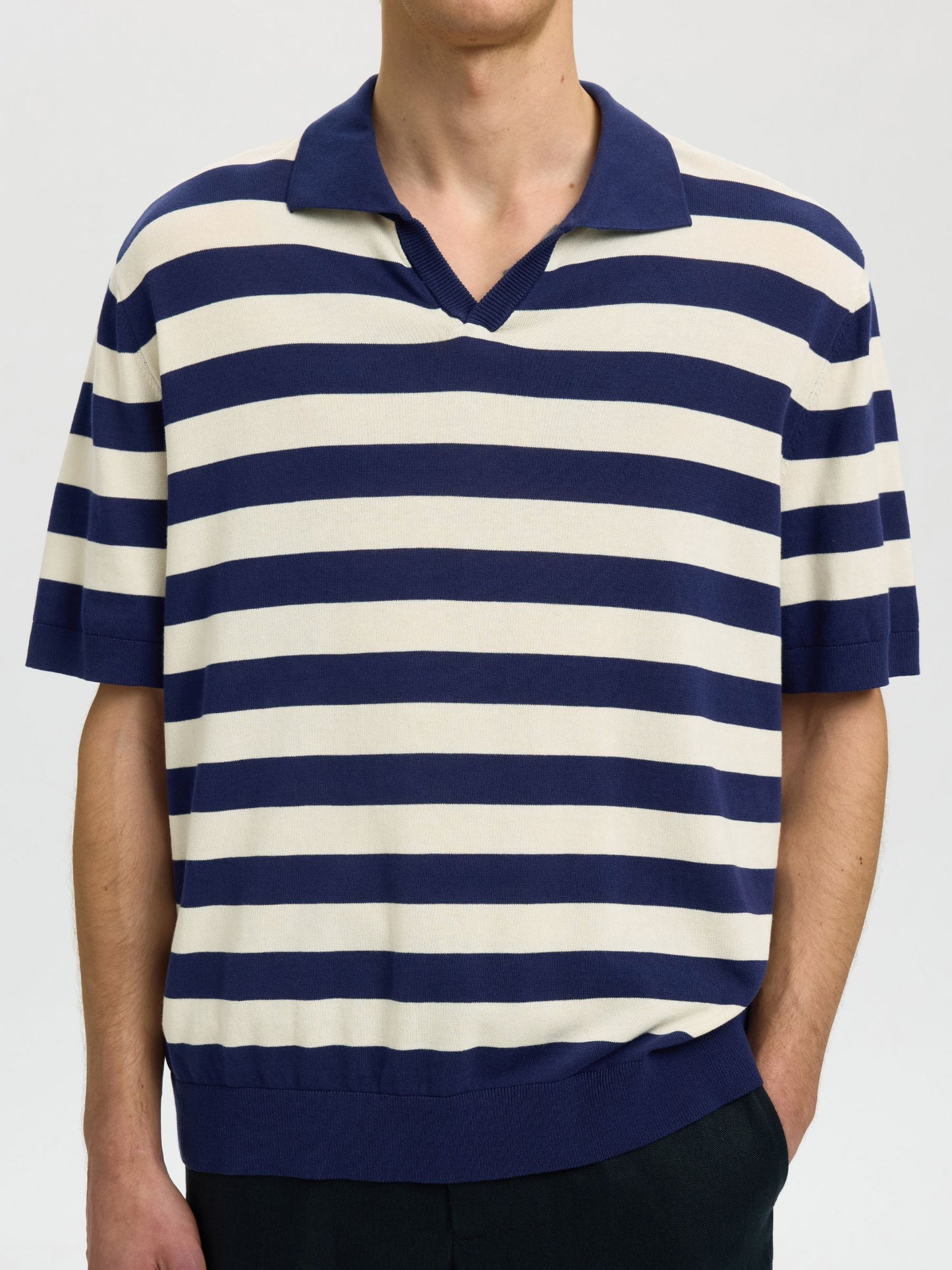 SELECTED - Torino Stripe Shortsleeve Polo Shirt - 