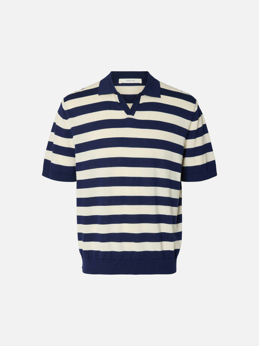 SELECTED - Torino Stripe Shortsleeve Polo Shirt - 