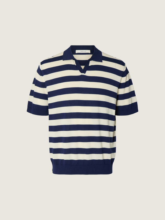 SELECTED - Torino Stripe Shortsleeve Polo Shirt - 