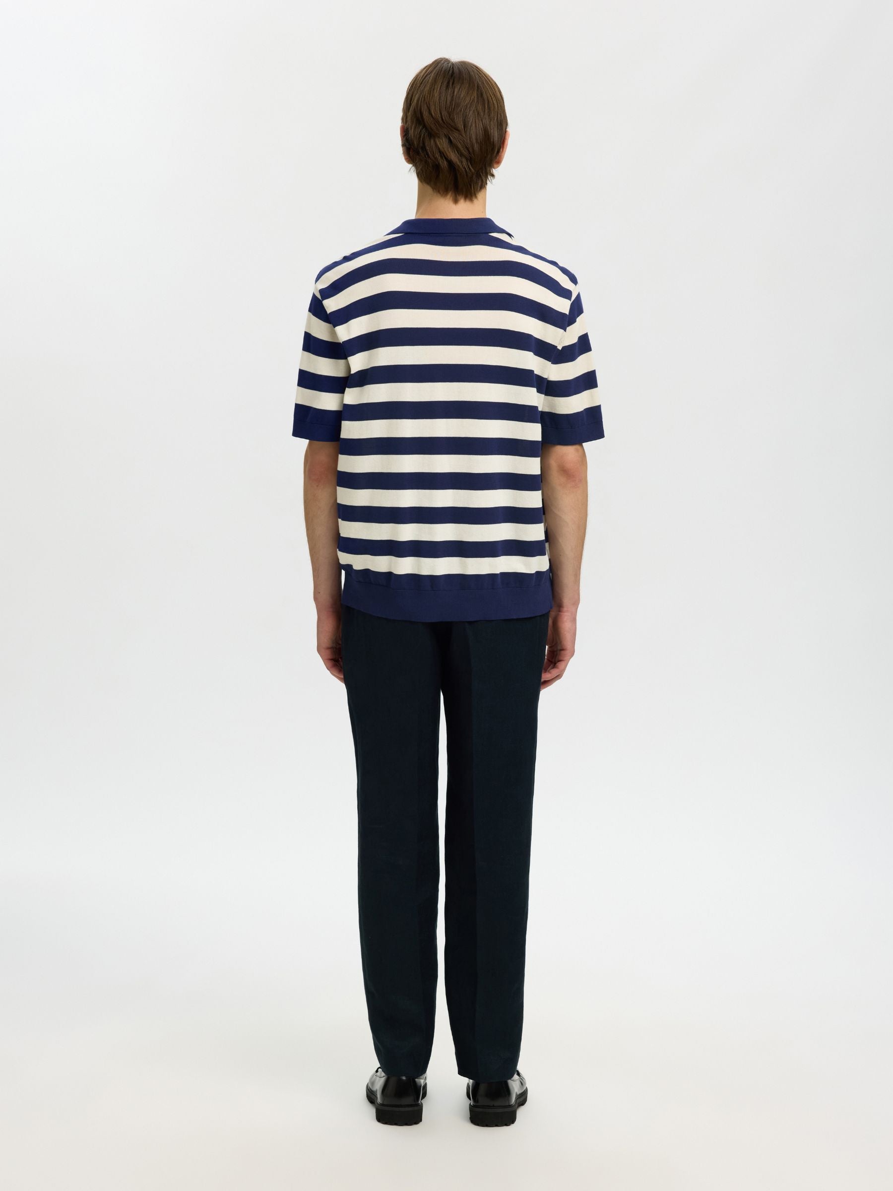 SELECTED - Torino Stripe Shortsleeve Polo Shirt - 