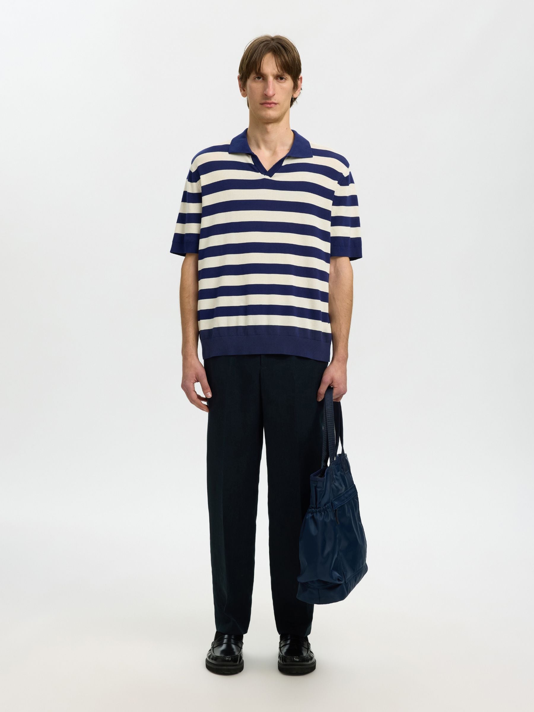 SELECTED - Torino Stripe Shortsleeve Polo Shirt - 