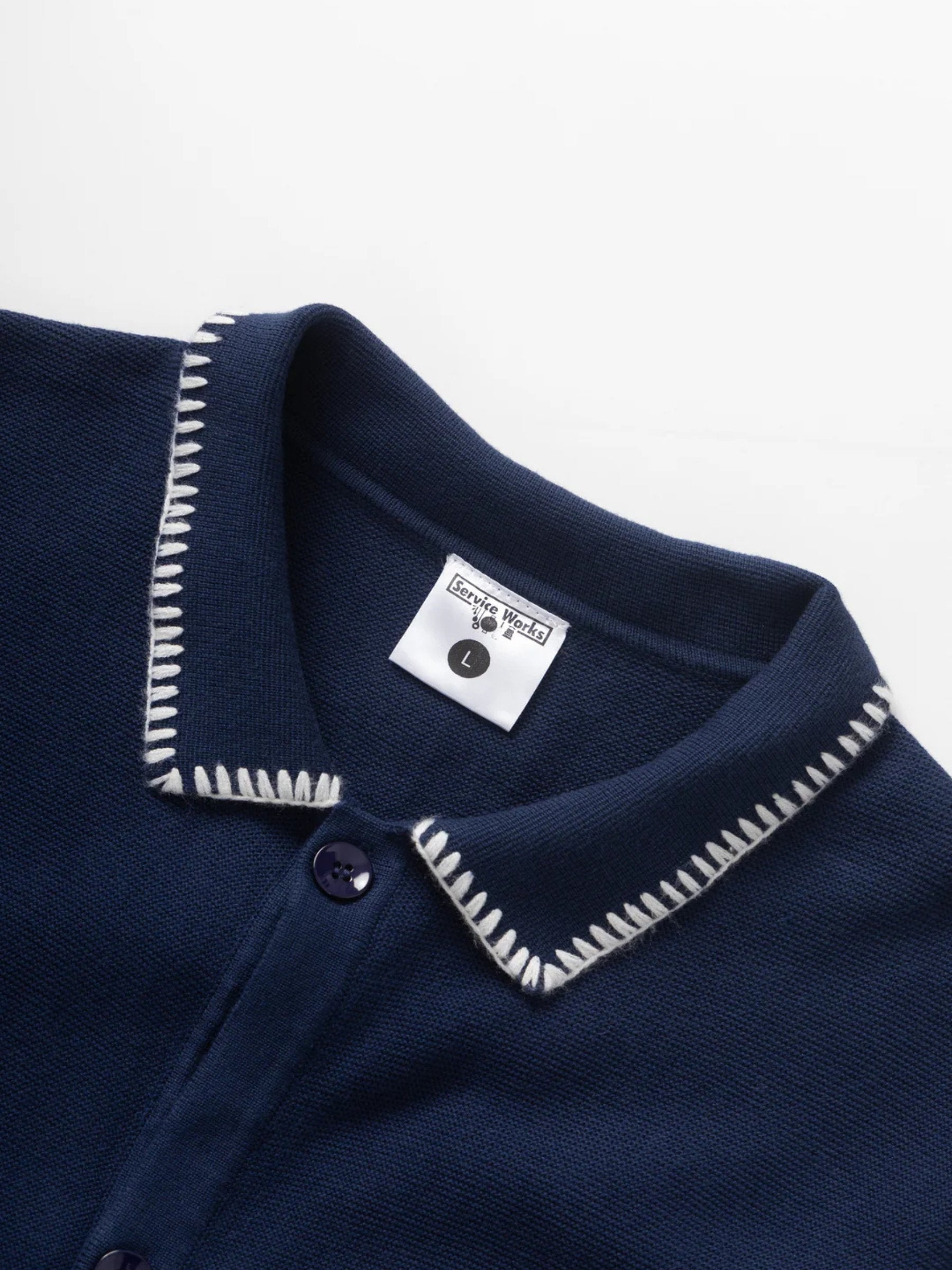 SERVICE WORKS - Blanket Stitch Knit Shortsleeve Shirt - 