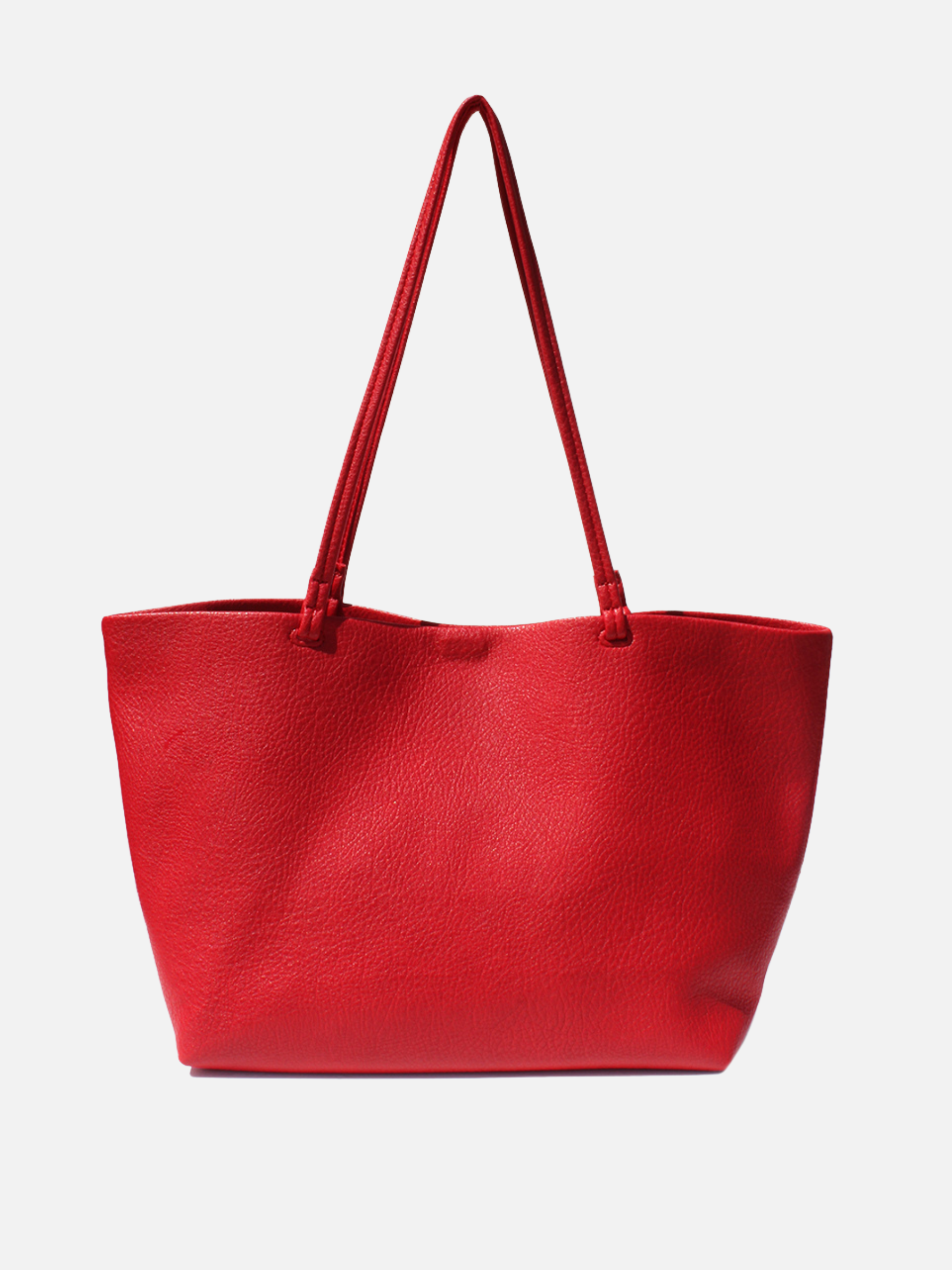 STREET LEVEL - Vegan Leather Tote With Pouch - Red