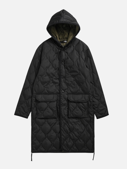 TAION - Military Hooded Long Down Coat - Black