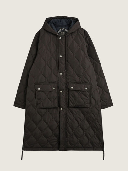 TAION - Military Hooded Long Down Jacket - Dark Chocolate