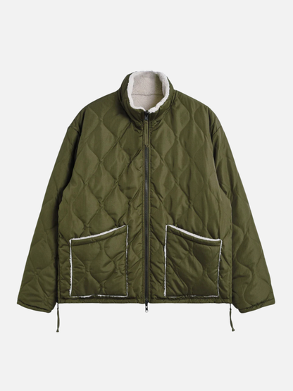 TAION - Military Reversible High Neck Down Jacket - Dark Olive / Cream