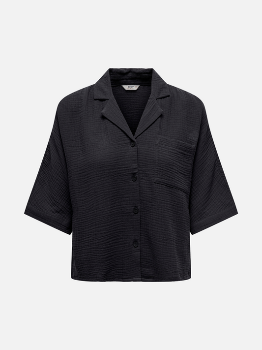 ONLY-Thyra Cotton Gauze Shirt-Phantom