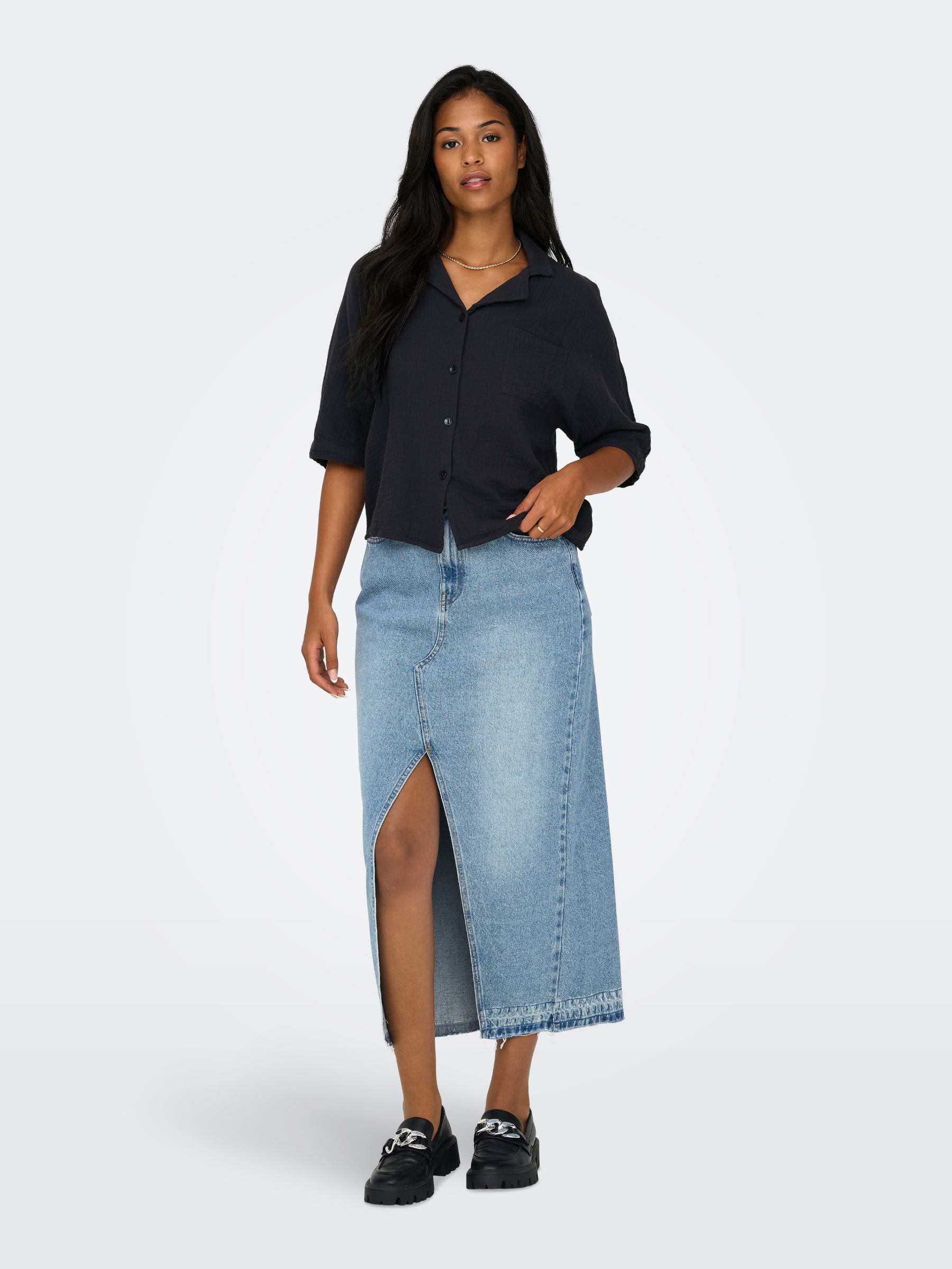 ONLY-Thyra Cotton Gauze Shirt-Phantom