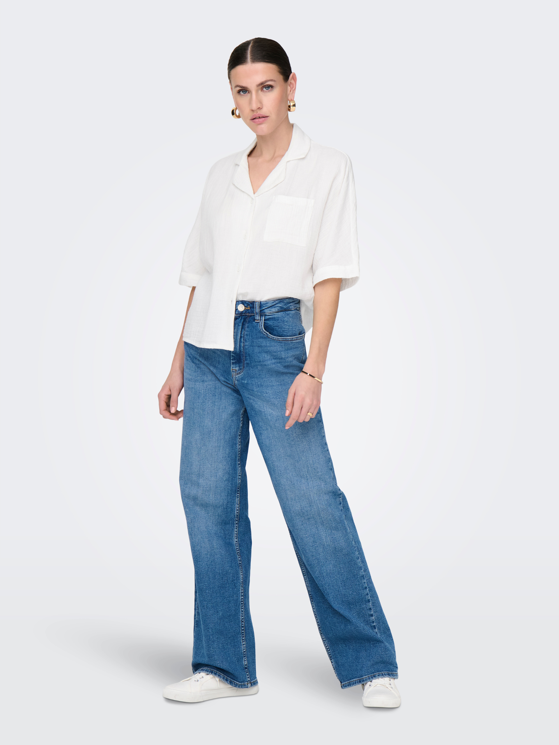 ONLY-Thyra Cotton Gauze Shirt-Phantom