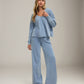 Z SUPPLY - Delphine V-Neck Sweatshirt - Ocean Air Indigo