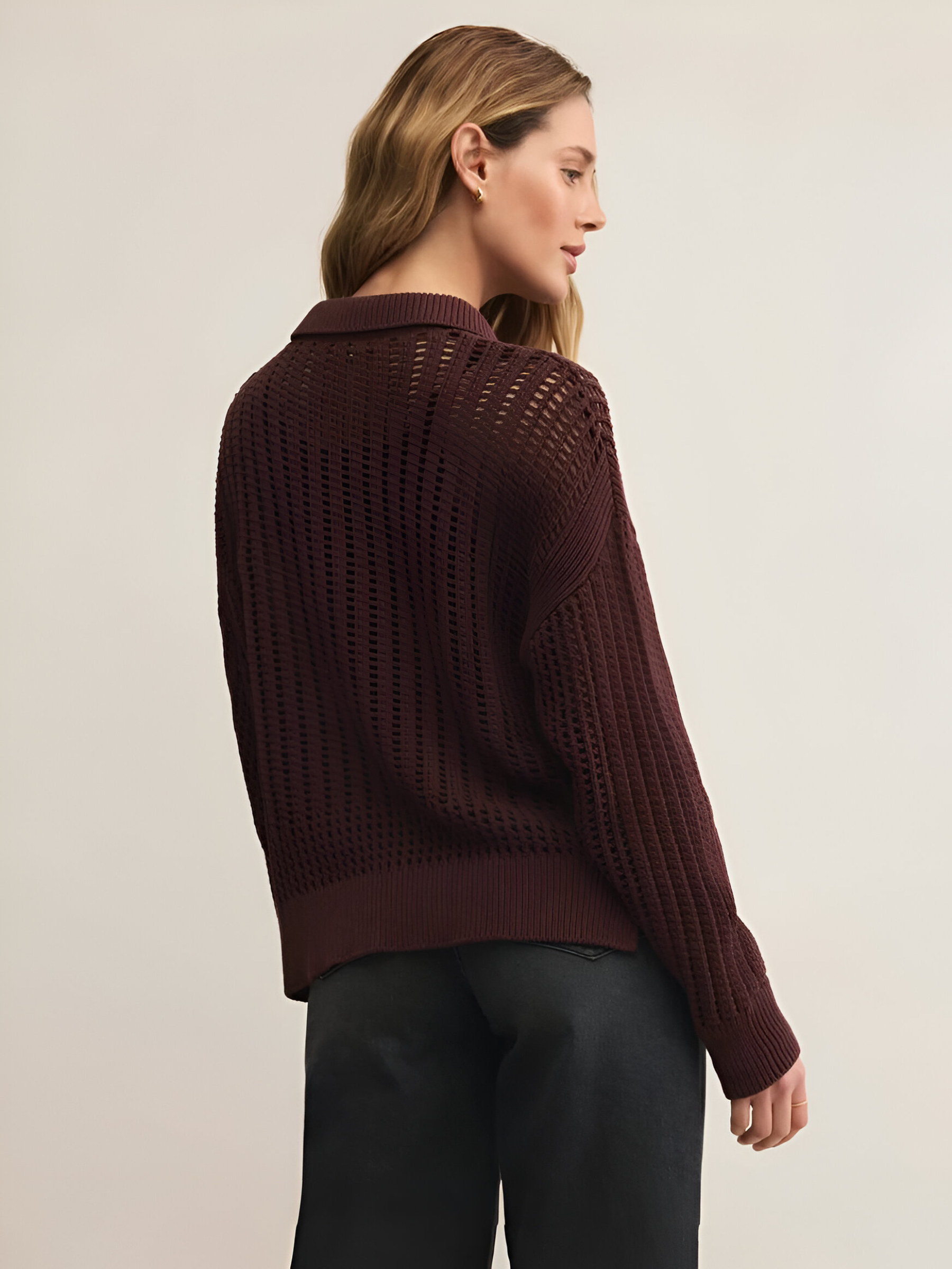 Z SUPPLY - Looking Glass Crochet Polo Sweater - 