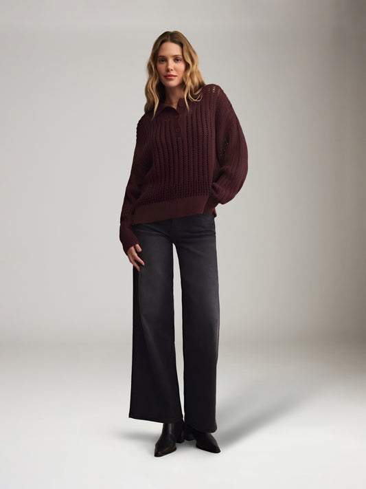 Looking Glass Crochet Polo Sweater