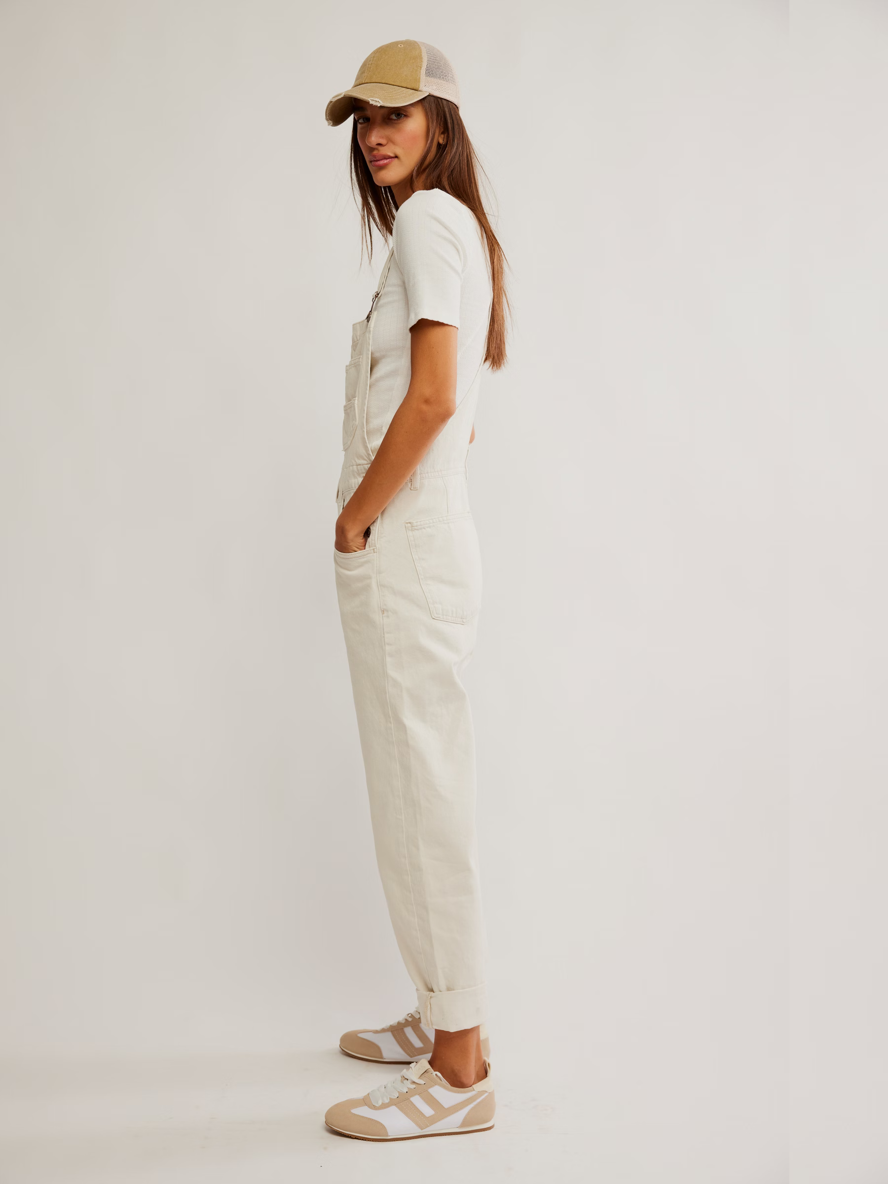 FREE PEOPLE-Ziggy Denim Overall - Parchment-Parchment