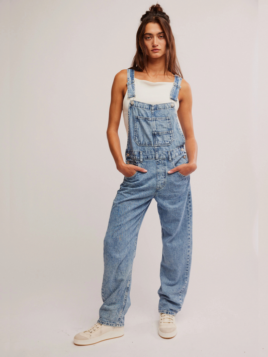 FREE PEOPLE-Ziggy Denim Overall - Powder Blue-Powder Blue