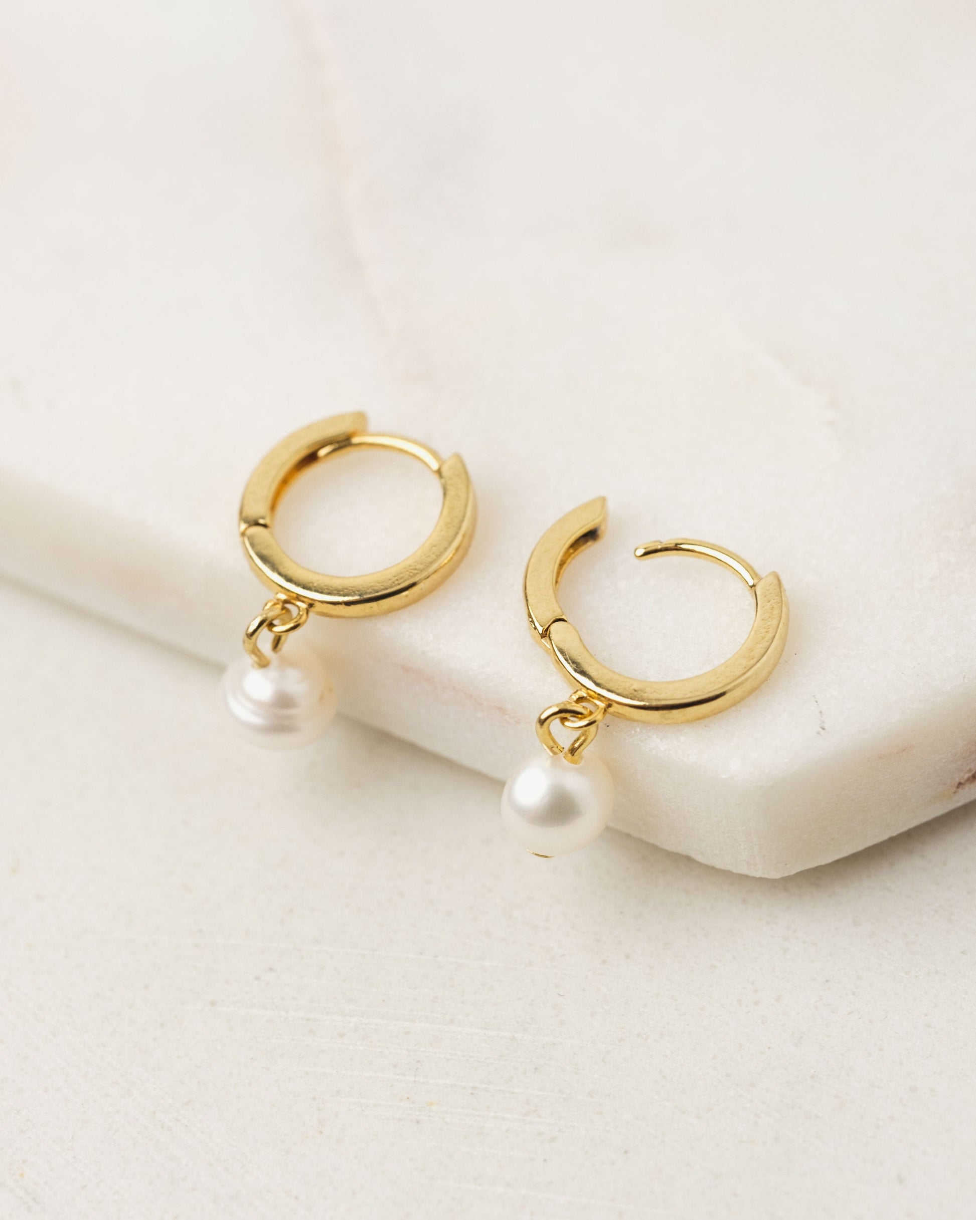 Lover's Tempo Accessories Gold Plated Amari Pearl Hoop Earrings