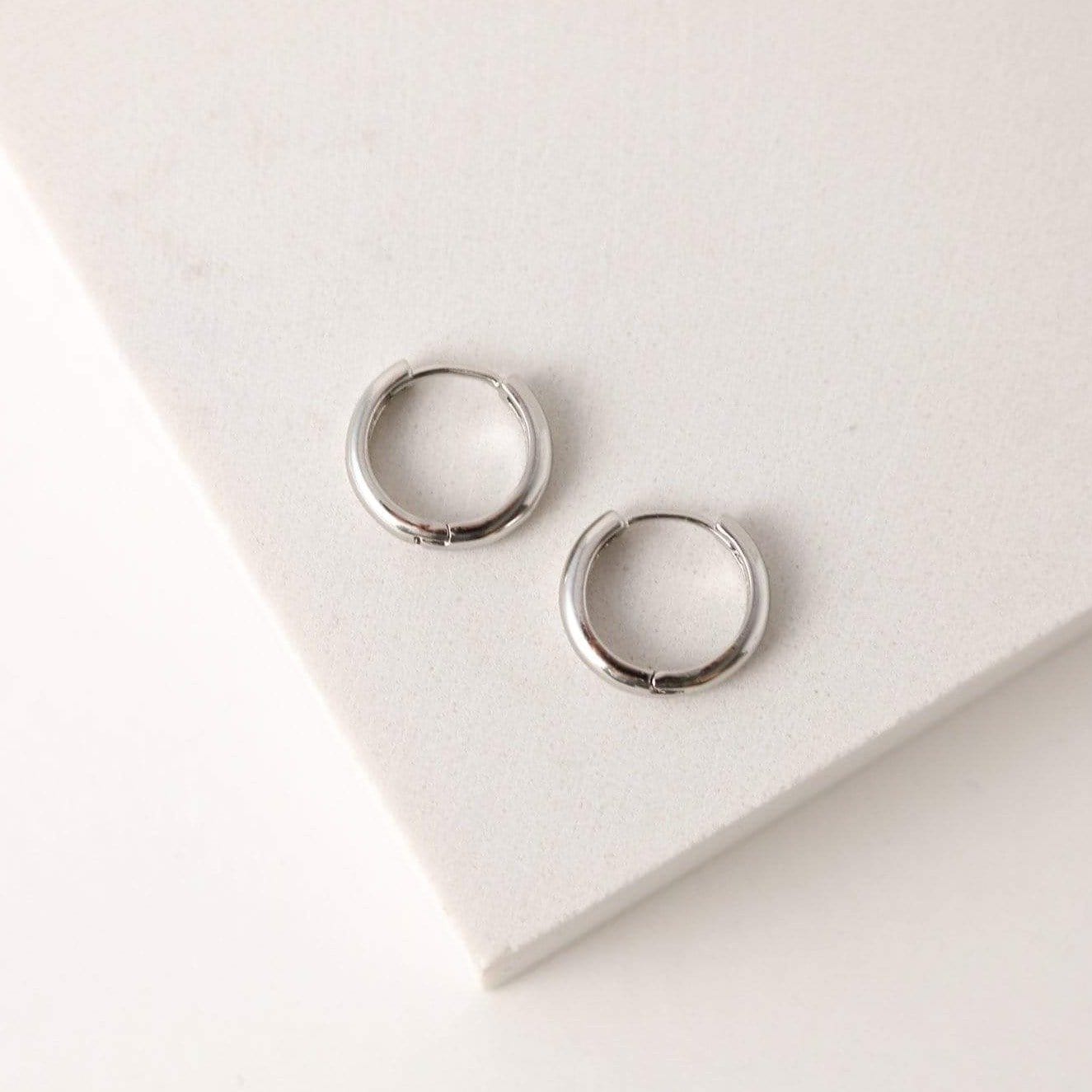 Lover's Tempo Accessories Silver Plated Bea Hoop Earrings 15mm