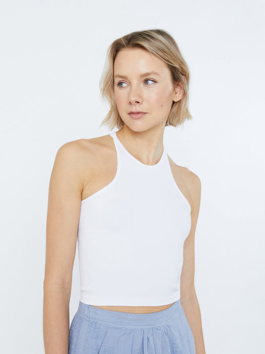 TOPS - Ribbon Luxe - Rib Nylon Linden Halter Racer Tank - PLENTY